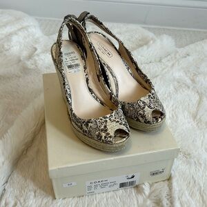 Coach Maritza Snake Espadrille Wedge Sandals